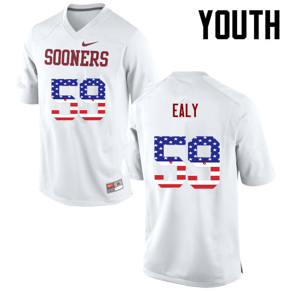 Youth Oklahoma Sooners #59 Adrian Ealy College Football USA Flag Fashion Jerseys-White